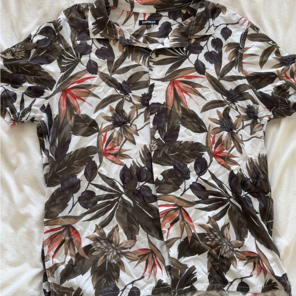 Express Men’s Floral Button-Up Top - Multicolor